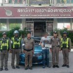 กาญจนบุรี/ทำเนียนใจสู้ขับรถเถื่อนเข้าด่านจราจร ไม่รอดผิดข้อหาปลอมทะเบียนรถ อ้างไม่รู้ว่าปลอม