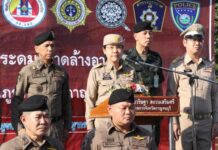 จังหวัดกาญจนบุรี ร่วมกับหน่วยงานความมั่นคงในพื้นที่ ปล่อยแถวระดมกวาดล้างอาชญากรรมในช่วง