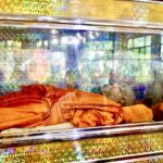 บรรยากาศพิธีบรรจุสรีรสังขาร หลวงปู่แผ้ว ปวโร ลงในหีบโลงแก้ว