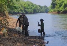 นอภ.ทองผาภูมิส่งทีมอส. รวบแก็งค์ร่อนทองลำน้ำแควน้อย ชี้กระทำผิดกฎหมายและกระทบสิ่งแวดล้อม