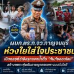 ผบก.ตร.ภ.จว.กาญจนบุรี ห่วงใยใส่ใจประชาชน เปิดกลยุทธ์เชิงรุกแจกน้ำดื่ม”กันภัยออนไลน์”สร้างเกราะคุ้มกันอาชญากรรมทางเทคโนโลยี