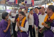 ศึกเลือกตั้งนายก อบจ.นนทบุรี นฤพนธ์ ผู้สมัครนายก อบจ.นนทบุรี กลุ่มผึ้งหลวง พร้อมลูกสาวอดีตนายกธงชัย ลงพื้นที่หาเสียง